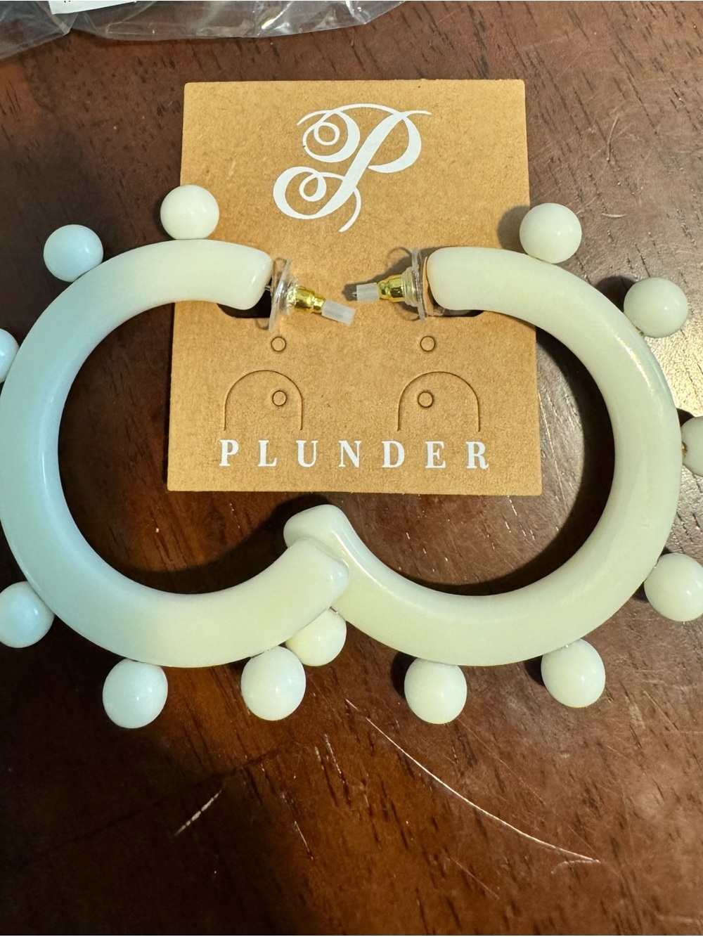 Plunder Cream Pom-Trim Hoop Earrings